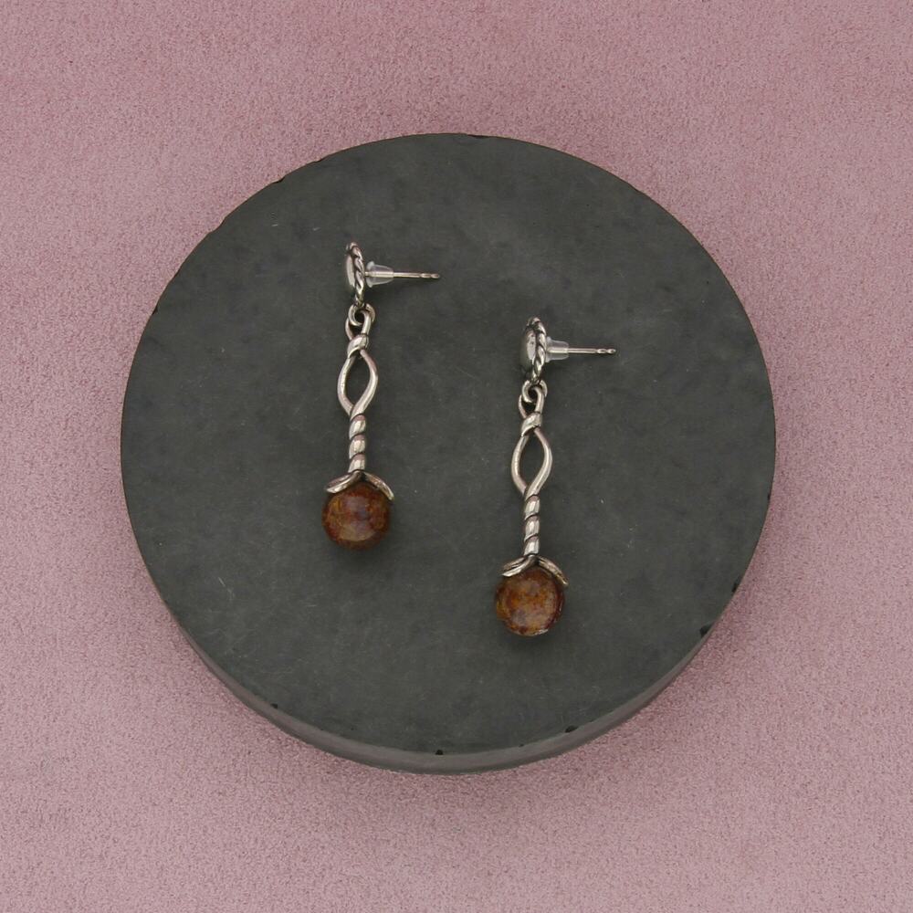 carolyn pollack sterling silver brown jasper twisted dangle post earrings